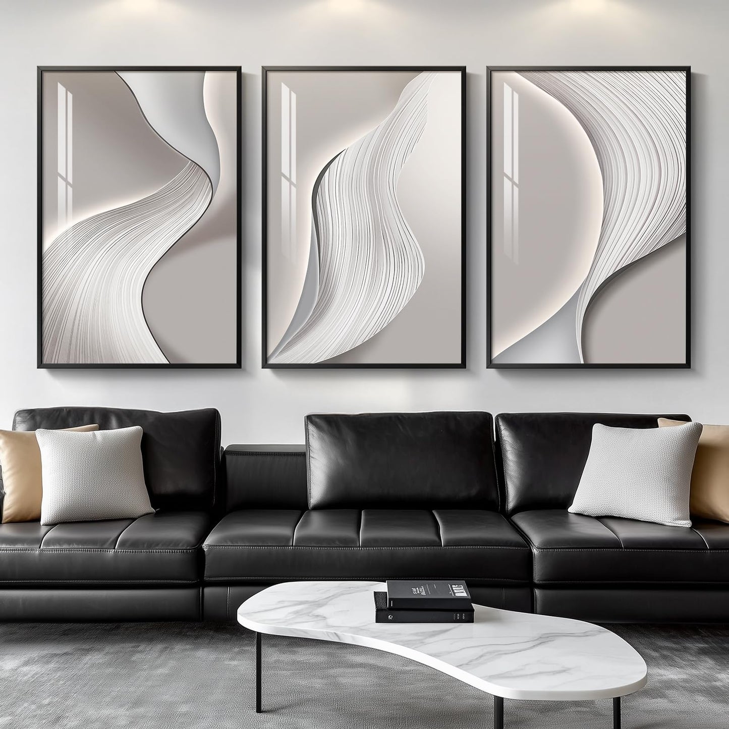 3-Piece 24×36" Gold Geometric Framed Wall Art Luxury Modern Decor for Living Room Office