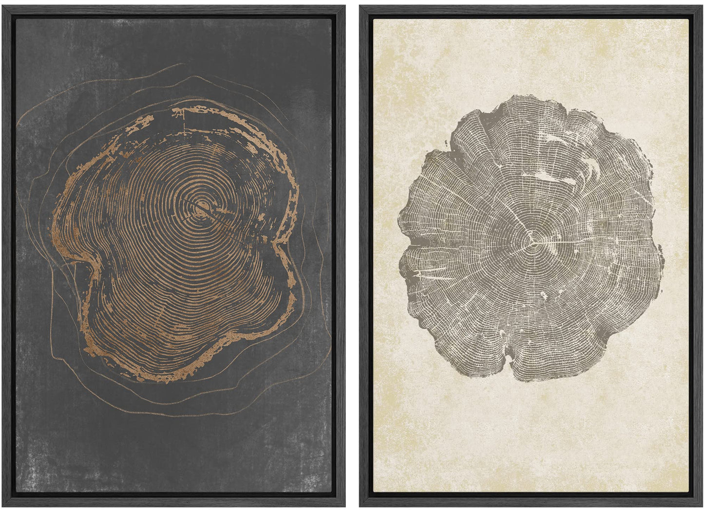 SIGNWIN Framed Canvas Print Wall Art Set Geometric Mid-Century Spiral Collage Abstract Shapes Cozy Neutral Minimal Decorative Nordic Zen Bohemian for Living Room, Bedroom, Office - 16"x24"x2 Black