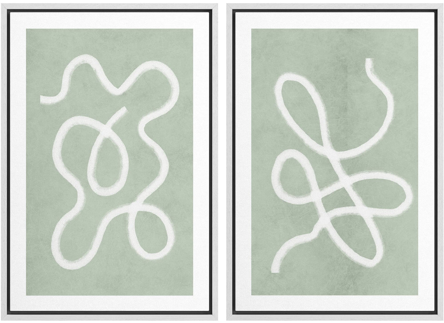 SIGNWIN Framed Canvas Print Wall Art Set Geometric Mid-Century Spiral Collage Abstract Shapes Cozy Neutral Minimal Decorative Nordic Zen Bohemian for Living Room, Bedroom, Office - 16"x24"x2 Black