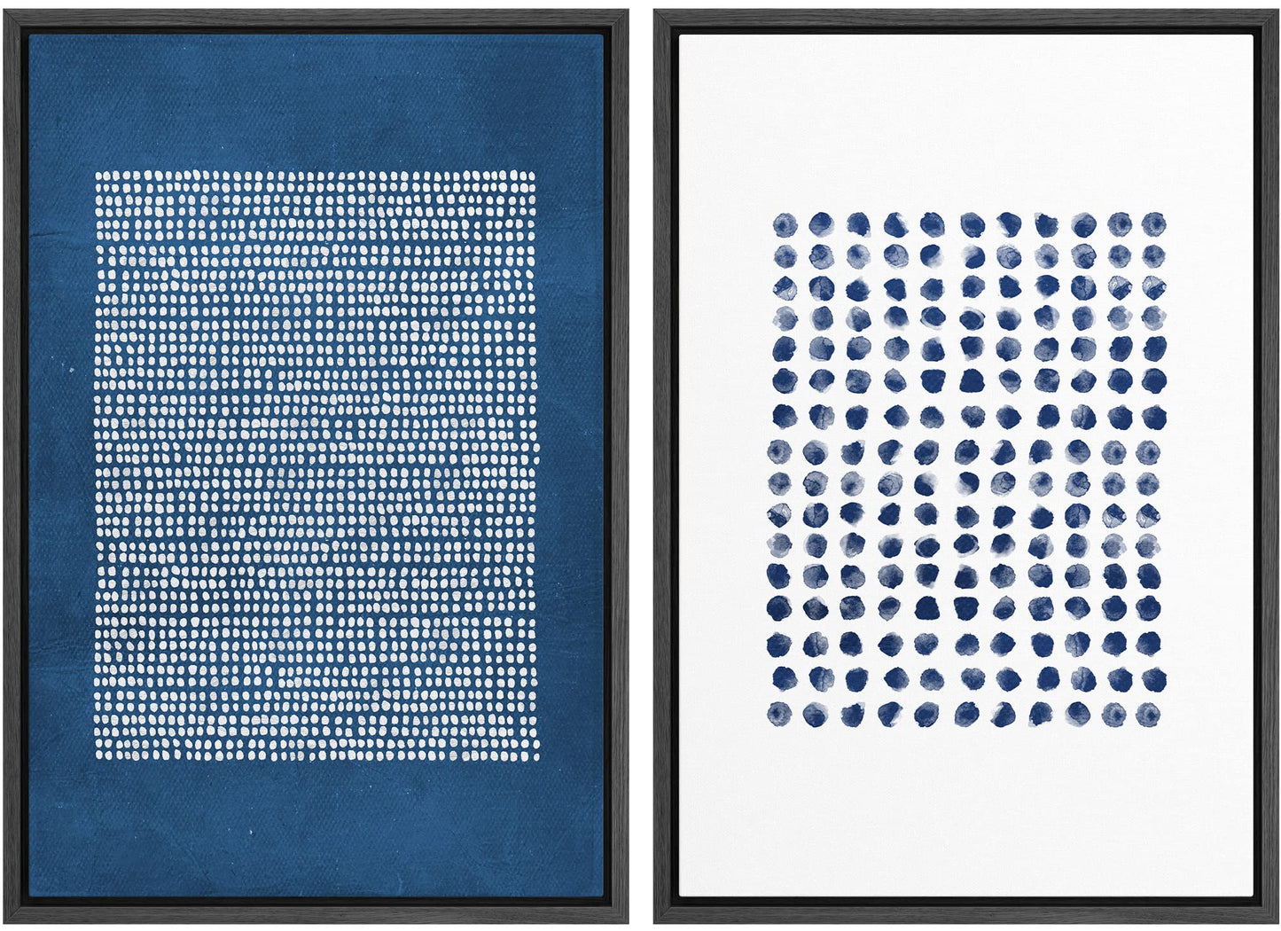 SIGNWIN Framed Canvas Print Wall Art Set Geometric Mid-Century Spiral Collage Abstract Shapes Cozy Neutral Minimal Decorative Nordic Zen Bohemian for Living Room, Bedroom, Office - 16"x24"x2 Black