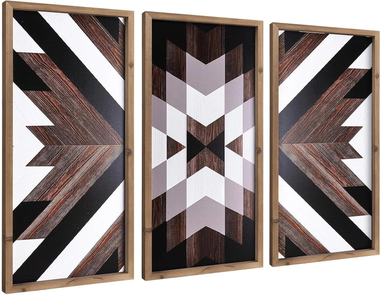 flangairy Set of 3 Aztec Wall Decor, 20.9"x 9.8" Wood Western Wall Art, Native American Tribal Southwestern Modern Boho Southwest Living Room Bedroom Kitchen Bathroom Rustic Farmhouse Home Decorations