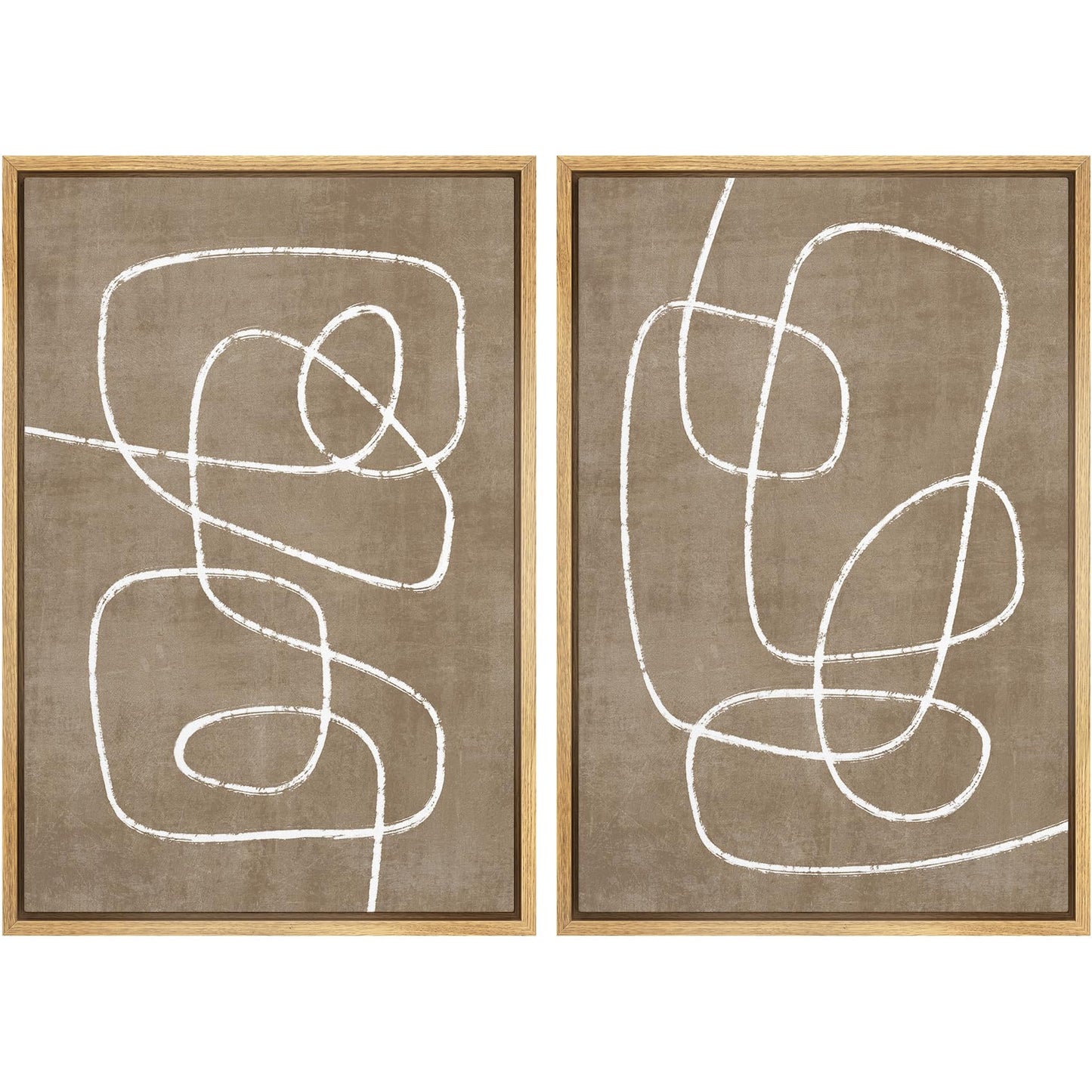 SIGNWIN Framed Canvas Print Wall Art Set Geometric Mid-Century Spiral Collage Abstract Shapes Cozy Neutral Minimal Decorative Nordic Zen Bohemian for Living Room, Bedroom, Office - 16"x24"x2 Black
