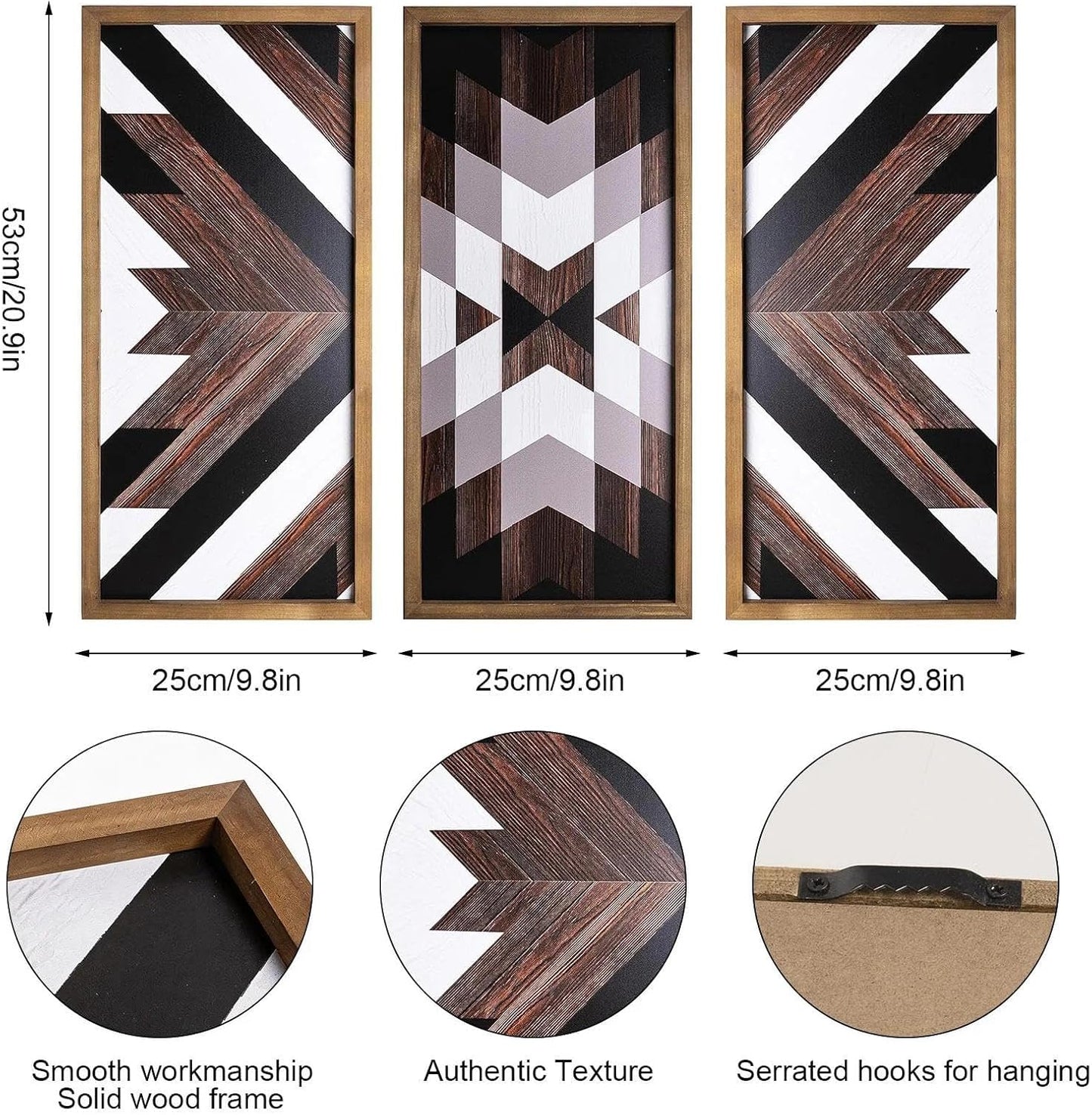 flangairy Set of 3 Aztec Wall Decor, 20.9"x 9.8" Wood Western Wall Art, Native American Tribal Southwestern Modern Boho Southwest Living Room Bedroom Kitchen Bathroom Rustic Farmhouse Home Decorations