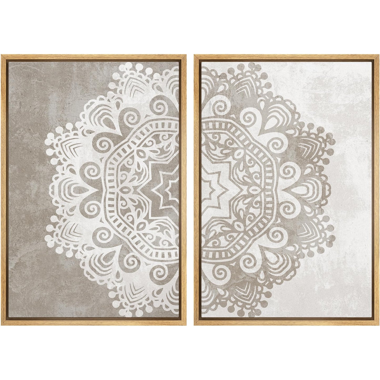 SIGNWIN Framed Canvas Print Wall Art Set Geometric Mid-Century Spiral Collage Abstract Shapes Cozy Neutral Minimal Decorative Nordic Zen Bohemian for Living Room, Bedroom, Office - 16"x24"x2 Black