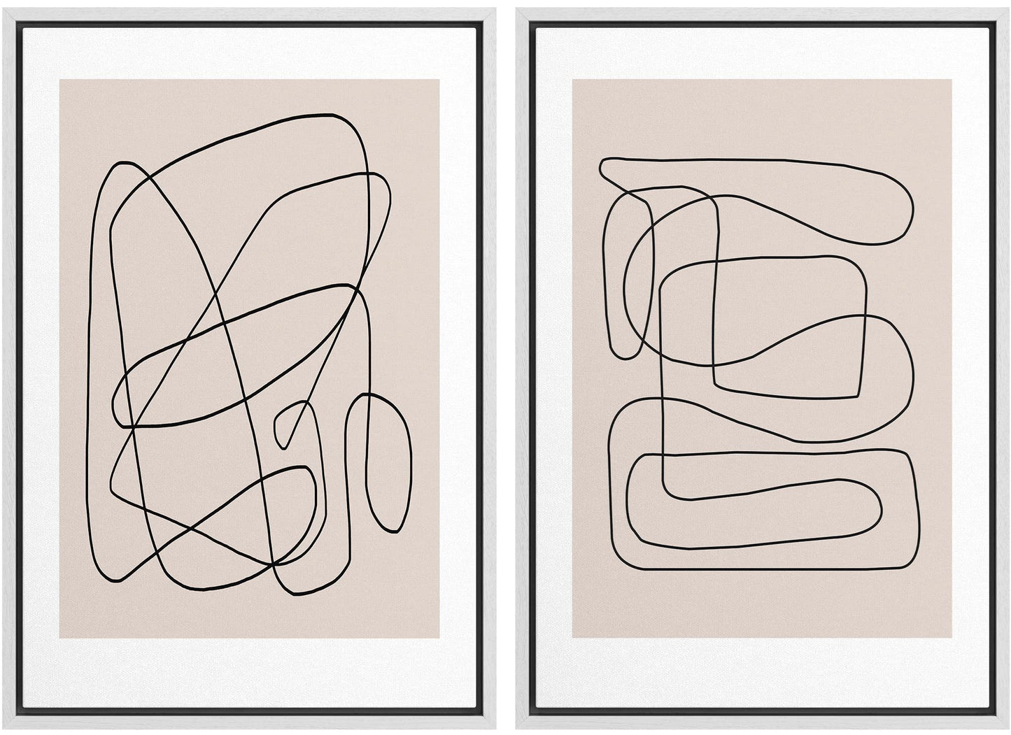 SIGNWIN Framed Canvas Print Wall Art Set Geometric Mid-Century Spiral Collage Abstract Shapes Cozy Neutral Minimal Decorative Nordic Zen Bohemian for Living Room, Bedroom, Office - 16"x24"x2 Black