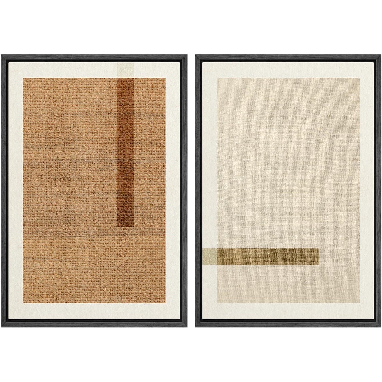 SIGNWIN Framed Canvas Print Wall Art Set Geometric Mid-Century Spiral Collage Abstract Shapes Cozy Neutral Minimal Decorative Nordic Zen Bohemian for Living Room, Bedroom, Office - 16"x24"x2 Black
