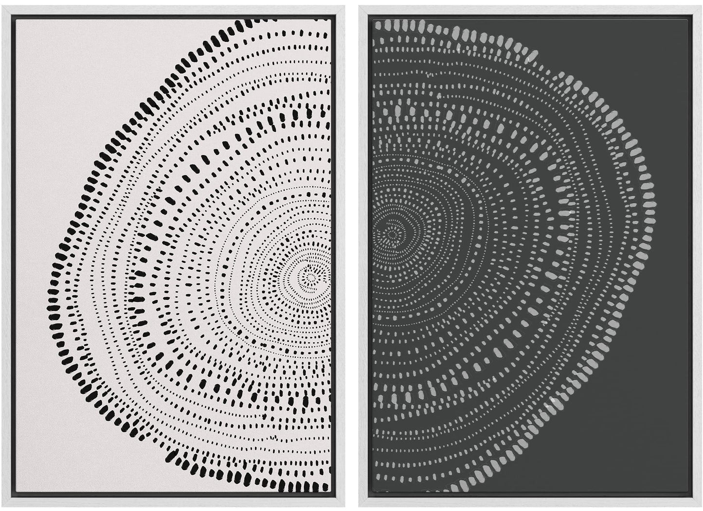 SIGNWIN Framed Canvas Print Wall Art Set Geometric Mid-Century Spiral Collage Abstract Shapes Cozy Neutral Minimal Decorative Nordic Zen Bohemian for Living Room, Bedroom, Office - 16"x24"x2 Black
