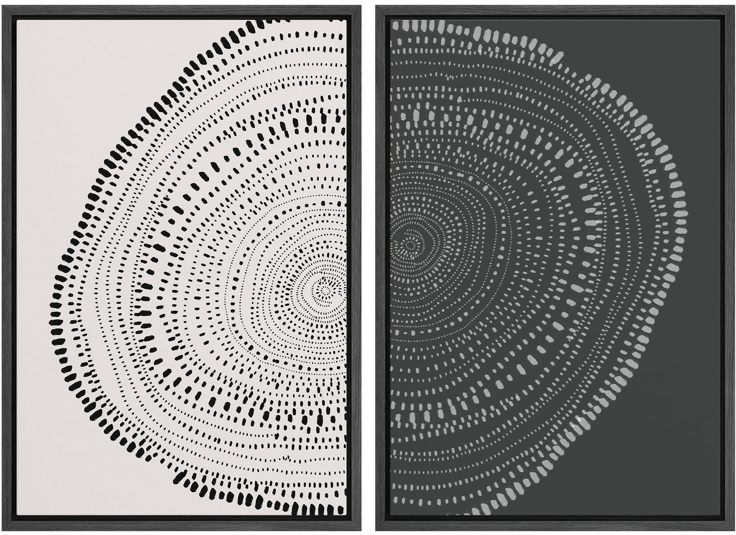 SIGNWIN Framed Canvas Print Wall Art Set Geometric Mid-Century Spiral Collage Abstract Shapes Cozy Neutral Minimal Decorative Nordic Zen Bohemian for Living Room, Bedroom, Office - 16"x24"x2 Black