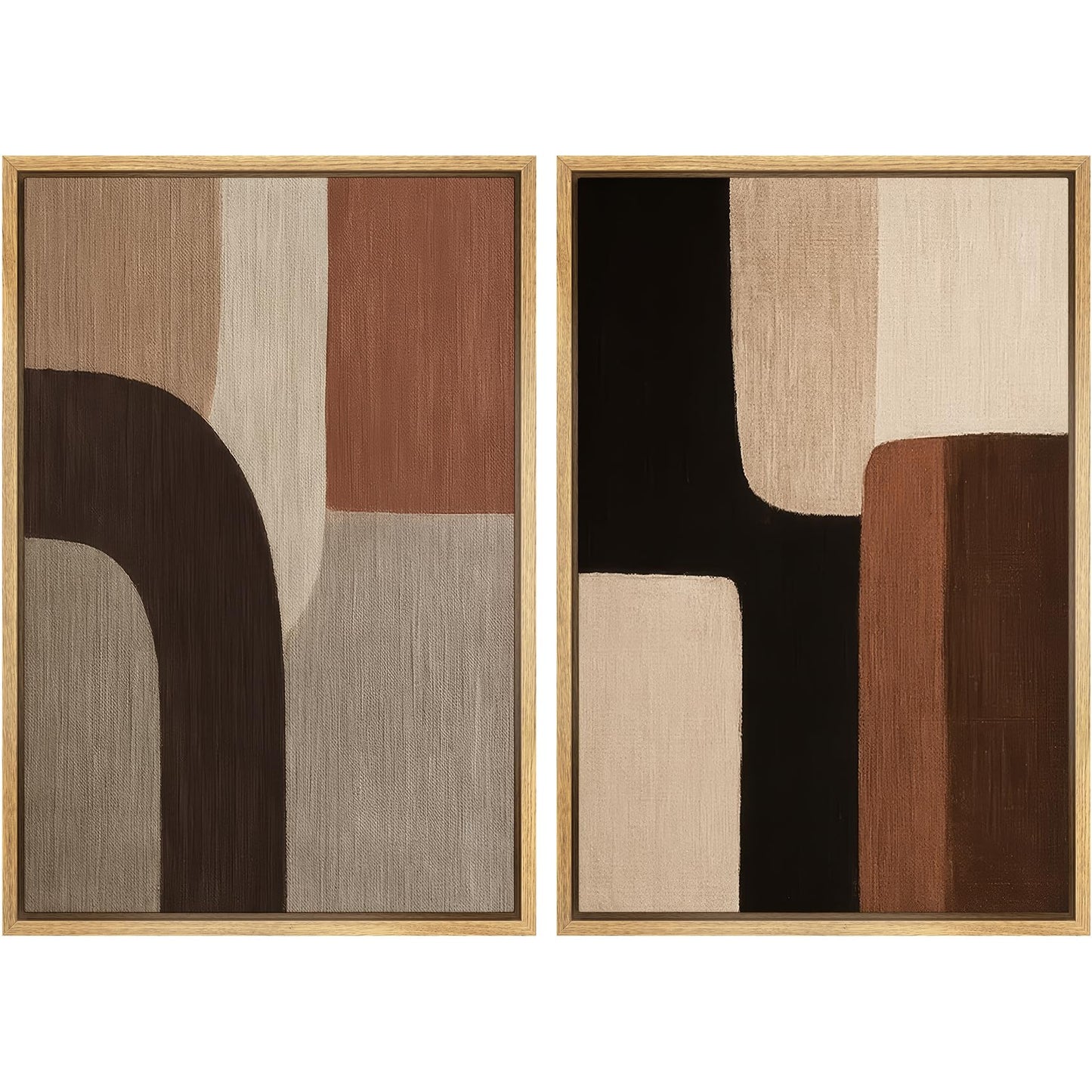 SIGNWIN Framed Canvas Print Wall Art Set Geometric Mid-Century Spiral Collage Abstract Shapes Cozy Neutral Minimal Decorative Nordic Zen Bohemian for Living Room, Bedroom, Office - 16"x24"x2 Black