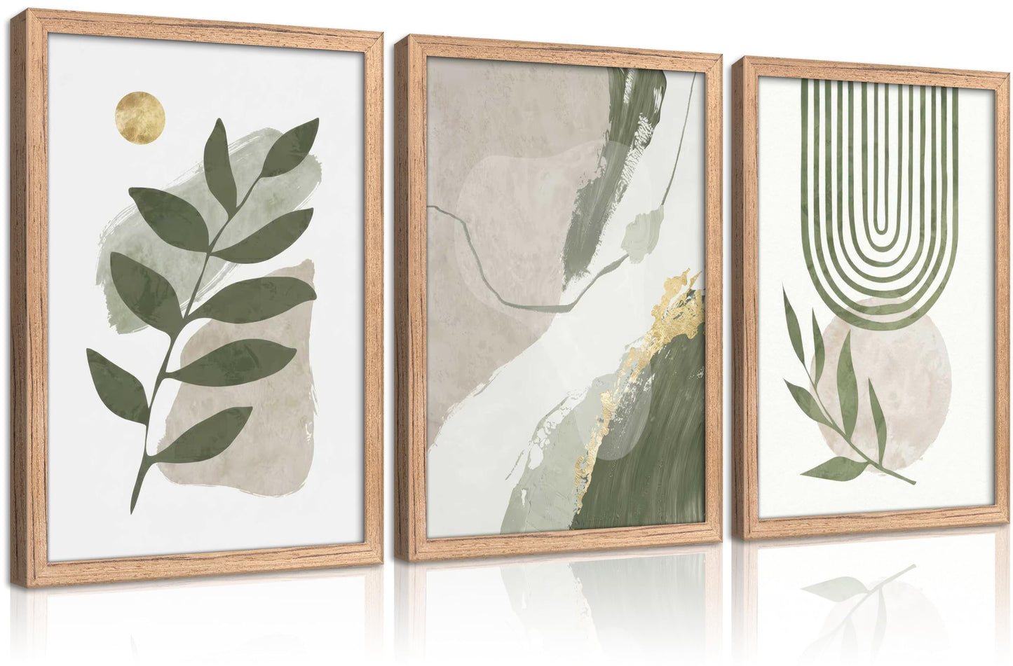 3 Pieces Geometric Abstract Canvas Wall Art Colorful Floral Painting Picture Wall Decor Mid Century Modern Poster Print Artwork for Living Room Bedroom Office Home Decoration