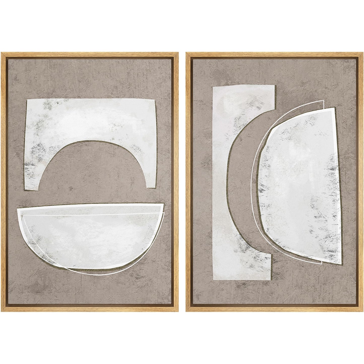 SIGNWIN Framed Canvas Print Wall Art Set Geometric Mid-Century Spiral Collage Abstract Shapes Cozy Neutral Minimal Decorative Nordic Zen Bohemian for Living Room, Bedroom, Office - 16"x24"x2 Black