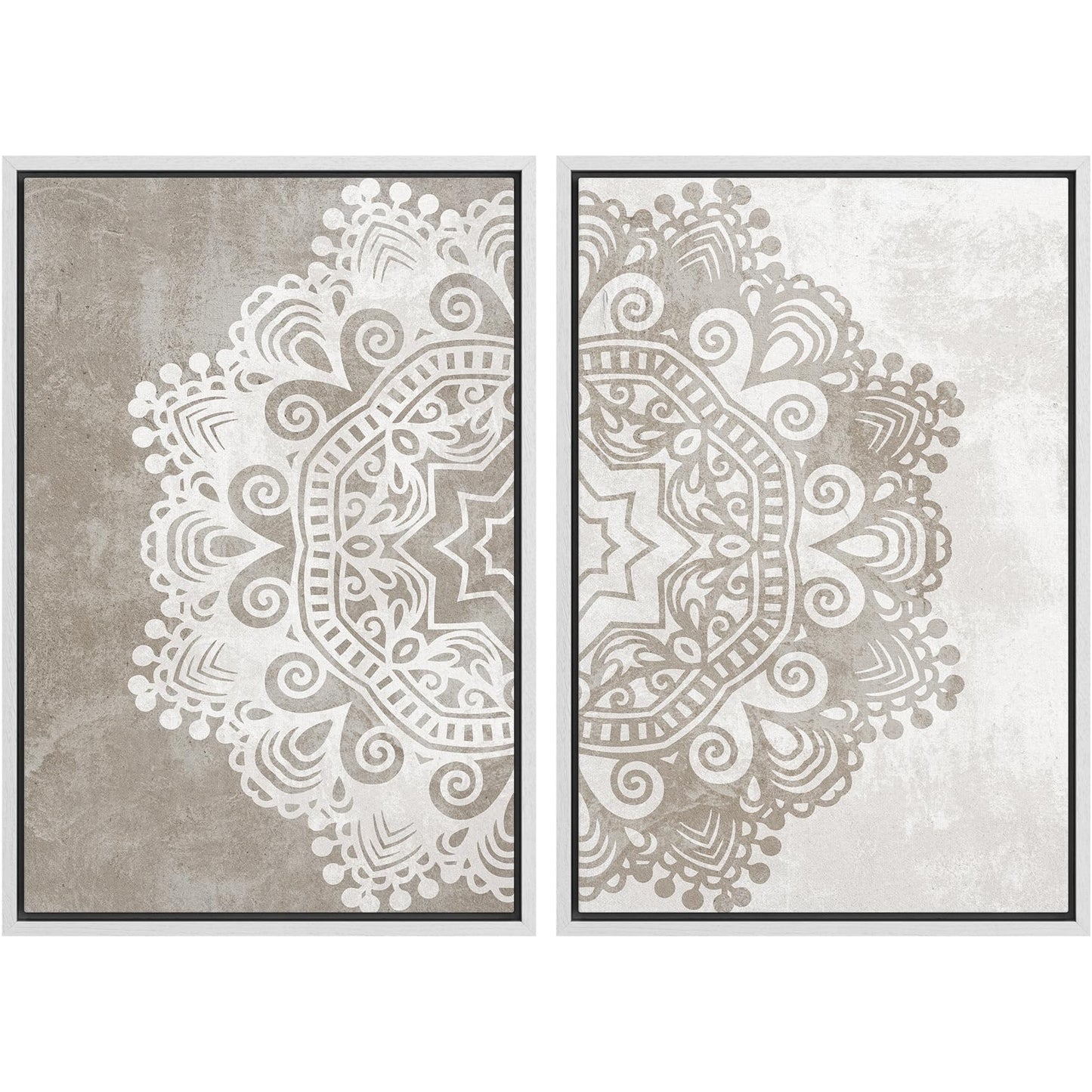 SIGNWIN Framed Canvas Print Wall Art Set Geometric Mid-Century Spiral Collage Abstract Shapes Cozy Neutral Minimal Decorative Nordic Zen Bohemian for Living Room, Bedroom, Office - 16"x24"x2 Black