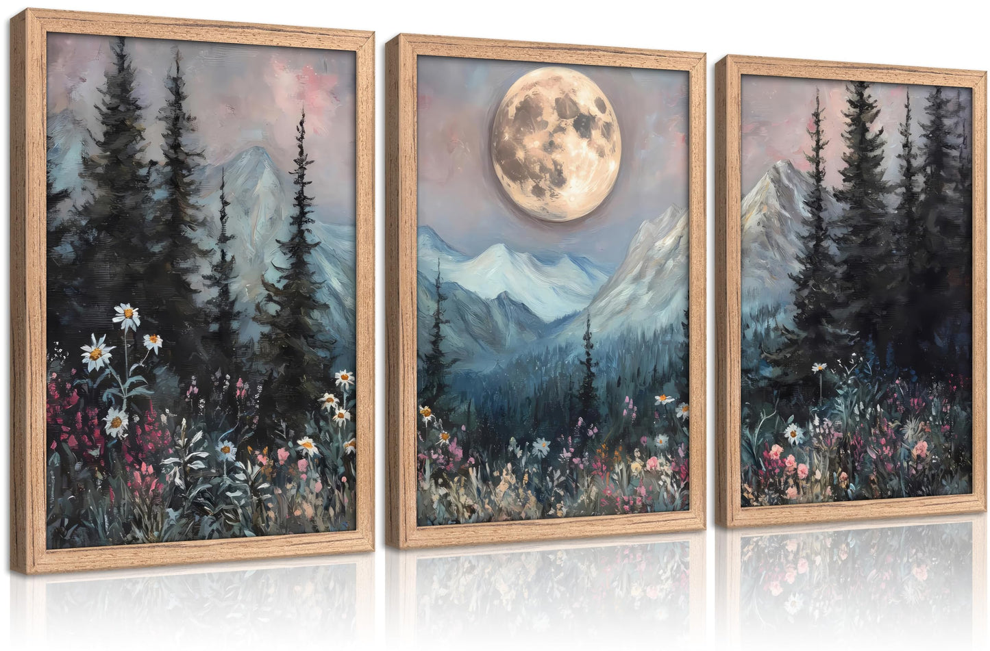 3 Pieces Geometric Abstract Canvas Wall Art Colorful Floral Painting Picture Wall Decor Mid Century Modern Poster Print Artwork for Living Room Bedroom Office Home Decoration