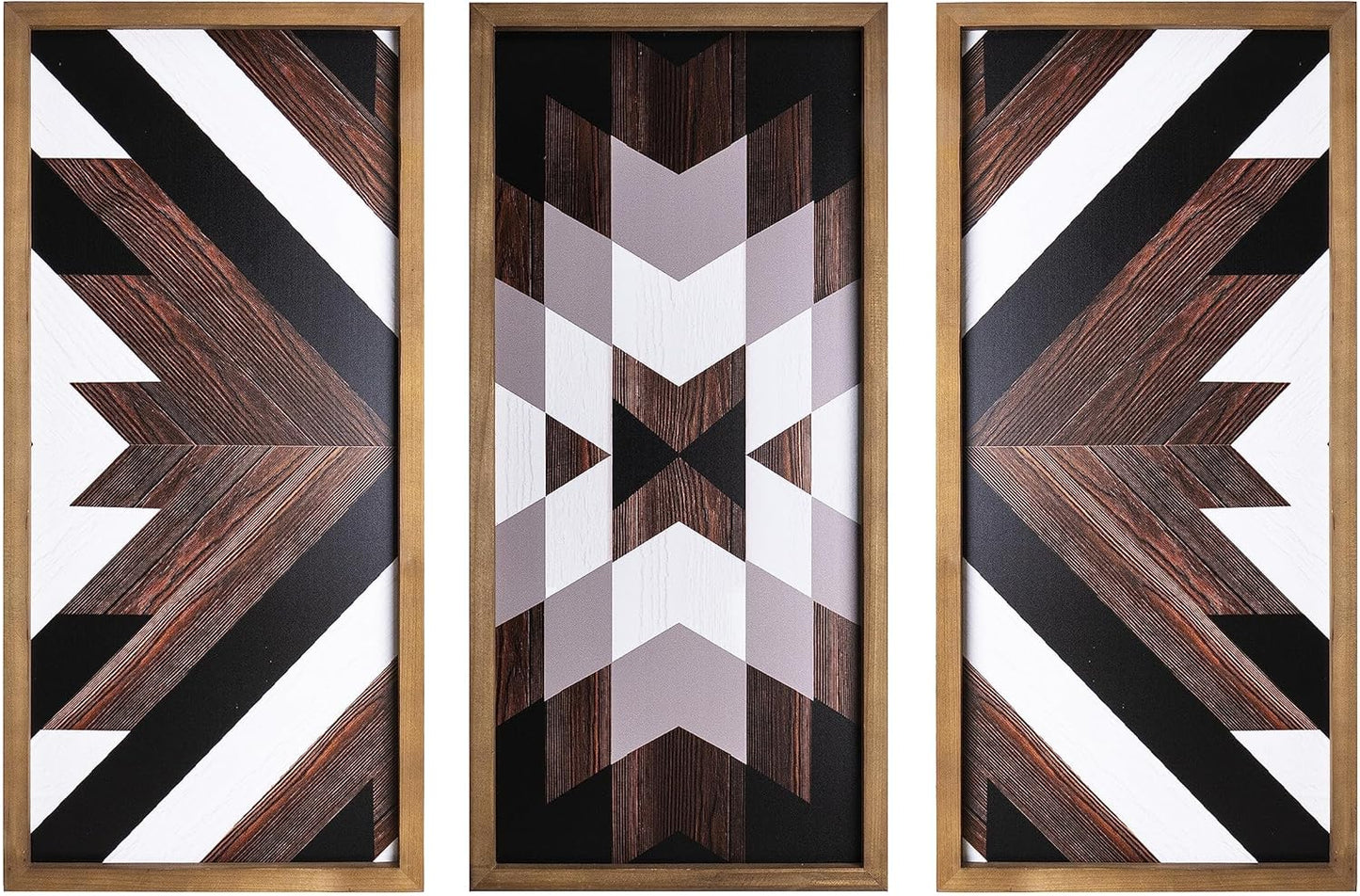 flangairy Set of 3 Aztec Wall Decor, 20.9"x 9.8" Wood Western Wall Art, Native American Tribal Southwestern Modern Boho Southwest Living Room Bedroom Kitchen Bathroom Rustic Farmhouse Home Decorations