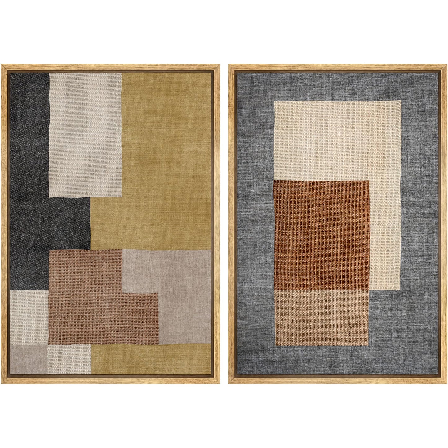 SIGNWIN Framed Canvas Print Wall Art Set Geometric Mid-Century Spiral Collage Abstract Shapes Cozy Neutral Minimal Decorative Nordic Zen Bohemian for Living Room, Bedroom, Office - 16"x24"x2 Black