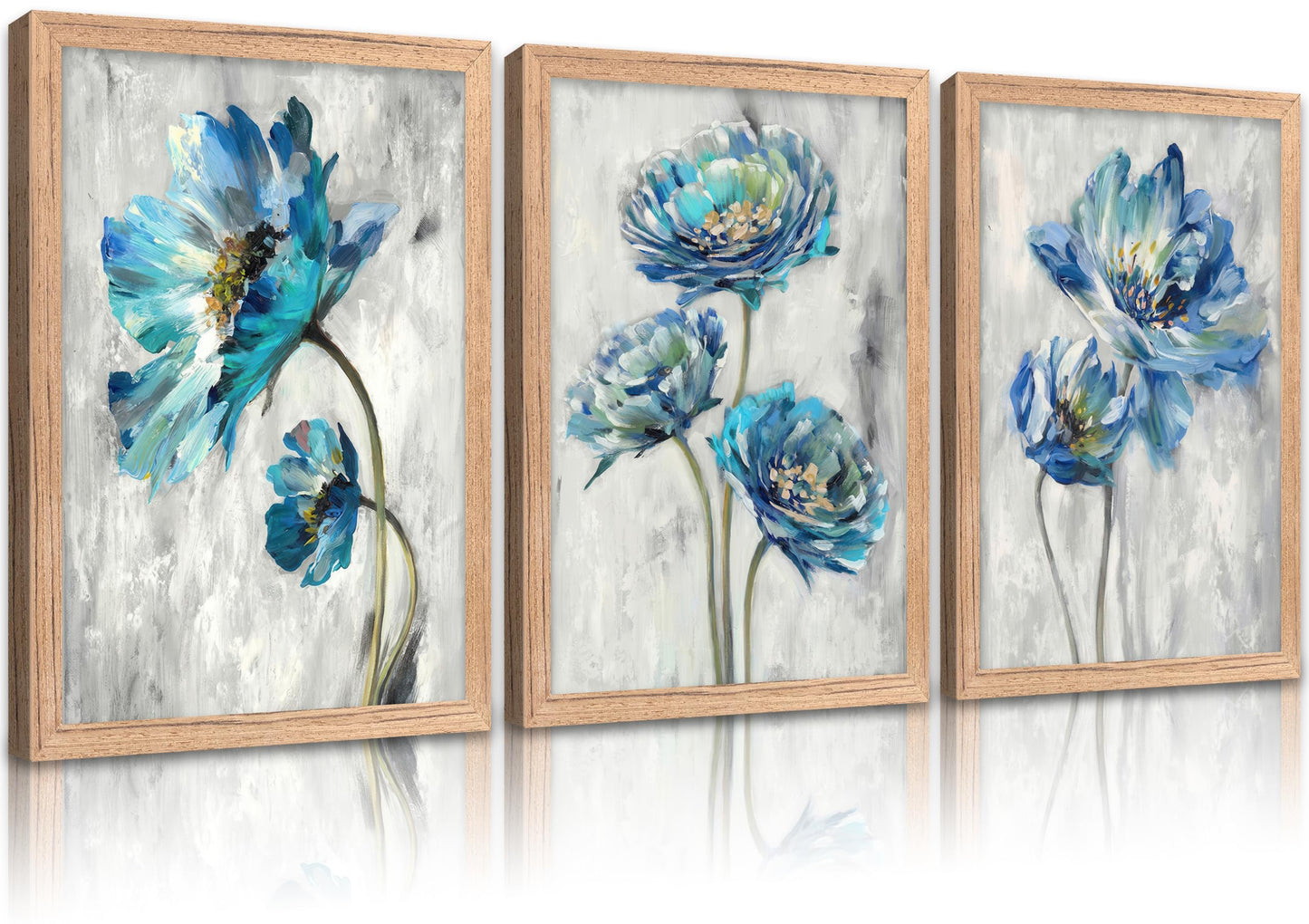 3 Pieces Geometric Abstract Canvas Wall Art Colorful Floral Painting Picture Wall Decor Mid Century Modern Poster Print Artwork for Living Room Bedroom Office Home Decoration
