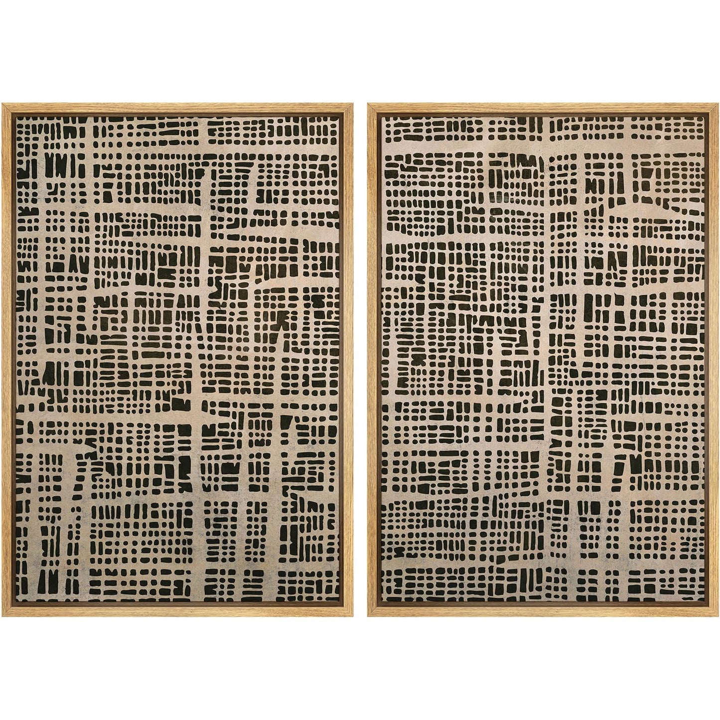 SIGNWIN Framed Canvas Print Wall Art Set Geometric Mid-Century Spiral Collage Abstract Shapes Cozy Neutral Minimal Decorative Nordic Zen Bohemian for Living Room, Bedroom, Office - 16"x24"x2 Black